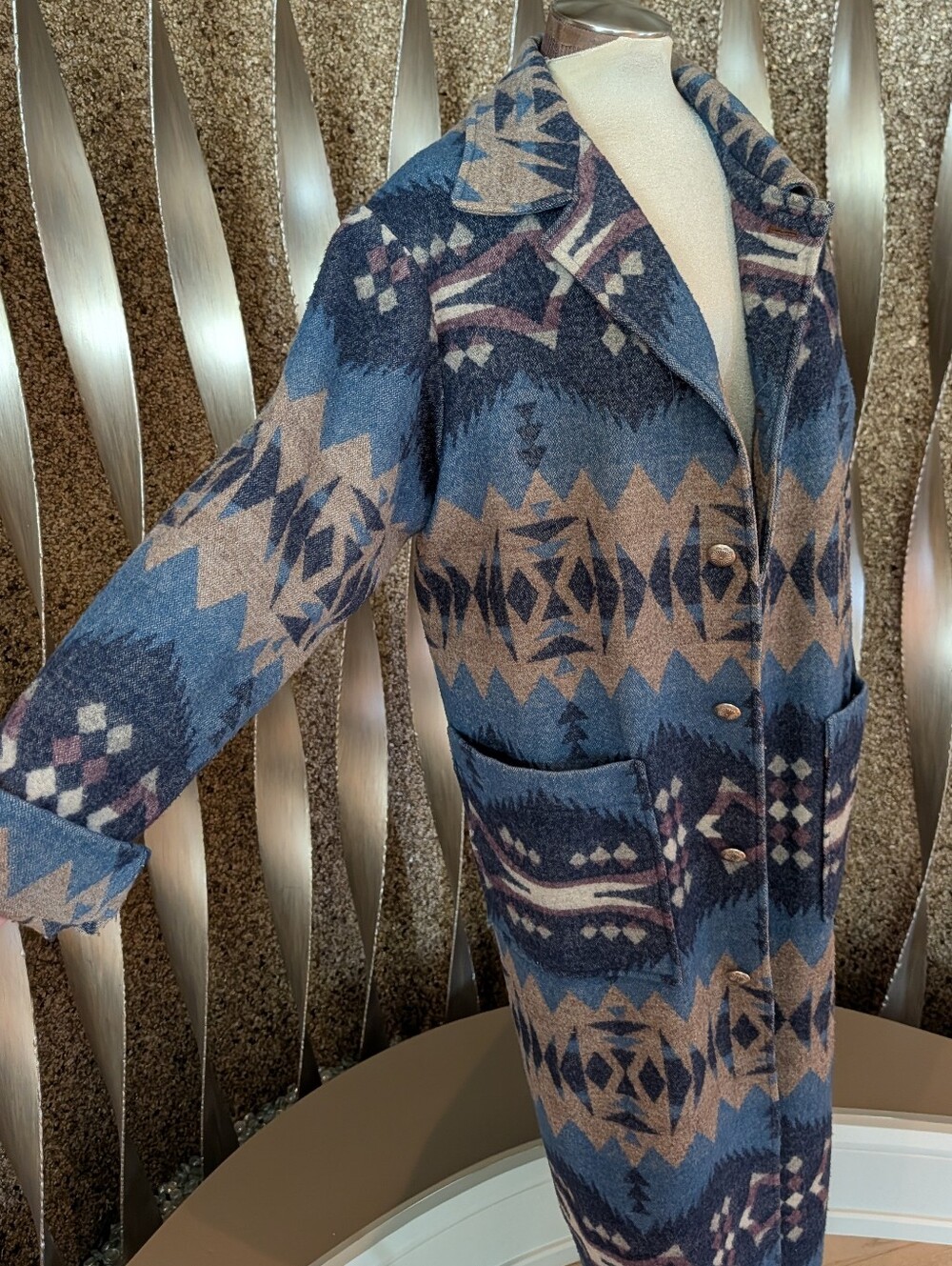 vintage TASHA POLIZZI blanket coat western M - Picture 2 of 13